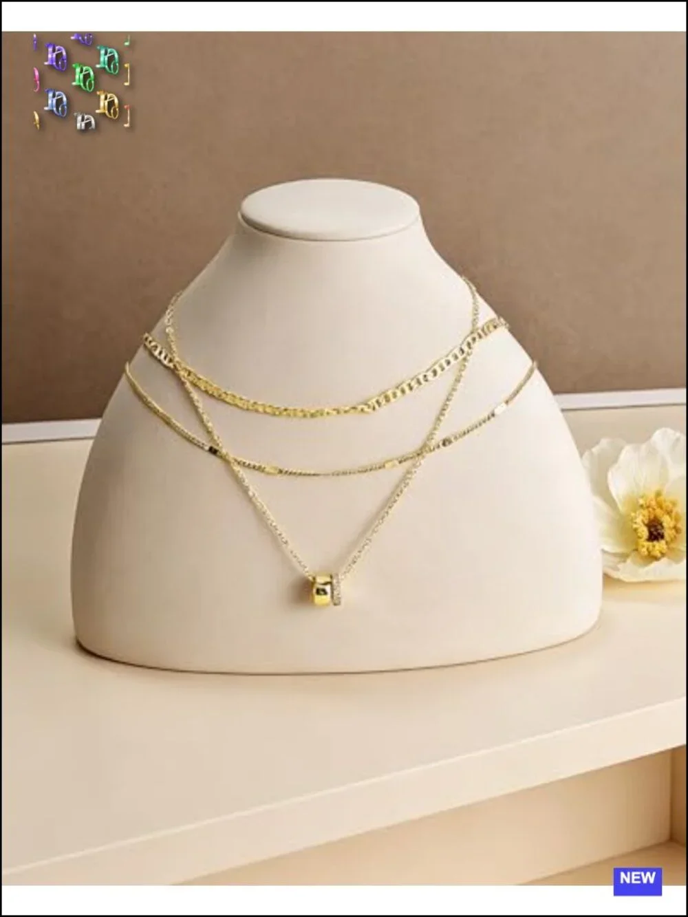 14K Gold Plated Layered Necklace Set with CZ Hypoallergenic Dainty Stackable